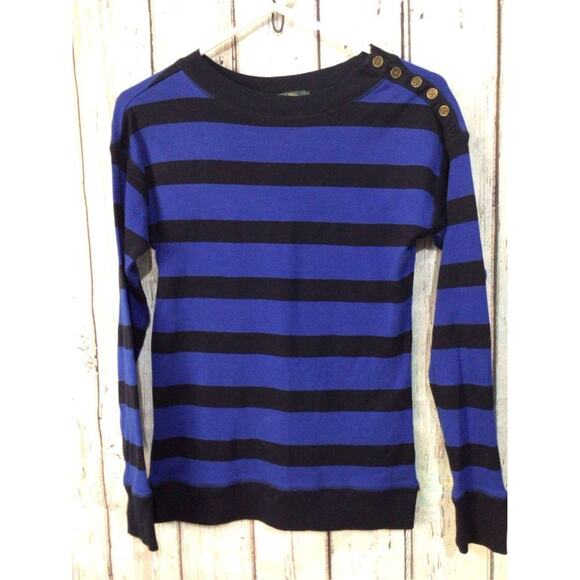 LRL Lauren Jeans Co. Royal Blue & Black Knit top Button Accents Size XS 🌺🌸 - Picture 5 of 9